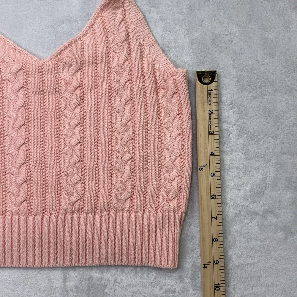 American Eagle Pink‎ Cable Knit Cardigan & Cami Set Womens XL